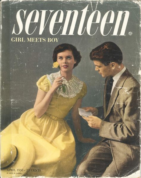 1950 Seventeen Magazine Covers, Vintage Seventeen Magazine, Colleen Corby, Teen Magazines, 1950s Costume, Teen Magazine, Boy Meets Girl, Fifties Fashion, Fashion Magazine Cover