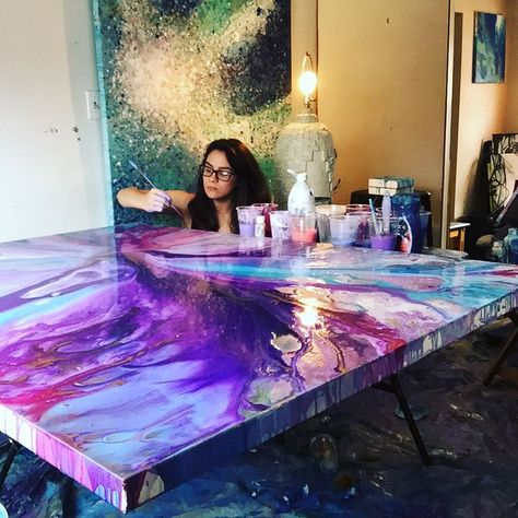 Recreate Your Own Surfaces: Unique DIY Countertop Makeovers Canvas For Beginners, Canvas Painting Ideas, Acrylic Pouring Art, Pouring Painting, Resin Painting, Pouring Art, Room Tables, Beginner Painting, Abstract Acrylic