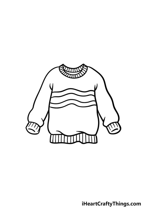 Drawing Of A Sweater, Sweater Drawing Easy, Sweater Art Drawing, Cartoon Sweater Drawing, Cute Sweater Drawing, Sweater Drawing Sketches, How To Draw Sweaters, How To Draw A Sweater, Sweater Drawing Reference