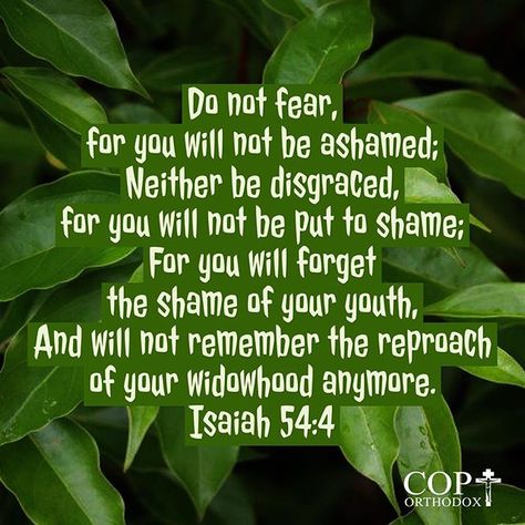 Isaiah 54:4 “Do not fear, for you will not be ashamed; Neither be disgraced, for you will not be put to shame; For you will forget the shame of your youth, And will not remember the reproach of your widowhood anymore. Scripture Affirmations, Isaiah Bible, Conquer Fear, Book Of Isaiah, Church Youth Group, Isaiah 54, In The Name Of Love, Church Youth, Bible Verse Of The Day