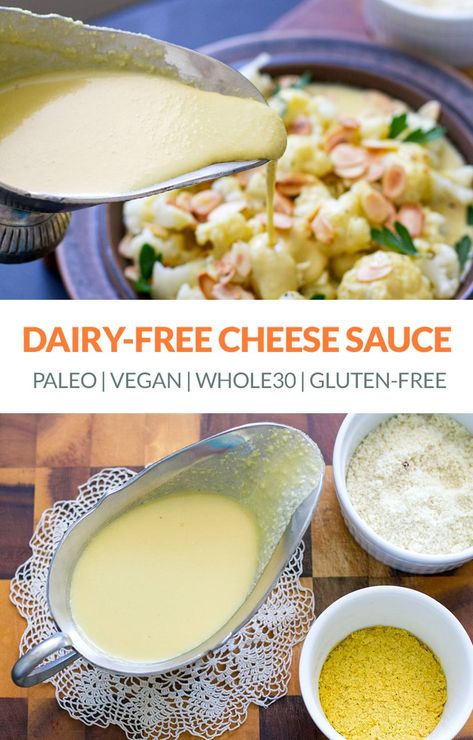 Looking for dairy-free cheese sauce for nachos, casseroles, mac'n'cheese or to pour over vegetables? This paleo and vegan cheese sauce alternative is super tasty and easy to make. Made with almond meal or ground cashews and nutritional yeast as key ingredients, it's a fantastic recipe to add to your healthy eating repertoire. #vegan #paleo #dairyfree #cheese Paleo Cheese Sauce, Dairy Free Nacho Cheese, Paleo Cheese, Cashew Cheese Sauce, Fit For Life, Vegan Cheese Sauce, Nacho Cheese Sauce, Cheese Sauce Recipe, Almond Meal