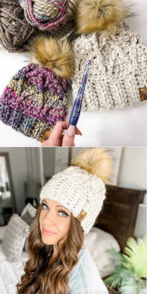 Braided Beanie Crochet Pattern Free, Crochet Beanie Bulky Yarn Pattern Free, One Skein Crochet Hat, Crochet Hats Free Pattern Chunky Yarn, Chunky Yarn Crochet Hat Pattern Free, Wool Ease Thick And Quick Crochet Hat, Crochet Bulky Hat Pattern Free, Variegated Yarn Crochet Patterns Free, Chunky Crochet Hat Pattern Free