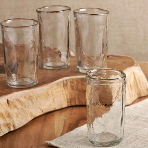 Beverage Ware and Bar Goods | Glassware, Pitchers, and More - Iron Accents Wabi Sabi Glassware, Glass Cups For Coffee, Vintage Glassware Aesthetic, Cute Drinking Glasses, Rustic Glassware, Glassware Aesthetic, House Decor Items, Cute Glass Cups, Glass Cup Set