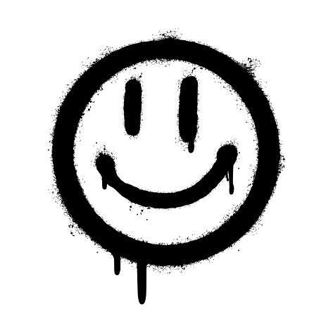 size: 12x12in Art Print: graffiti smiling face emoticon sprayed isolated on white background. vector illustration. by peri priatna : Spray Vector, Dope Words, Blitz Tattoo, Graffiti King, Spotify Ideas, Graffiti Face, Graffiti Spray Paint, Wifi Icon, Graffiti Heart