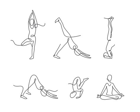 Yoga Poses Tattoo, Yoga Stick Figures, Yoga Vector, Yoga Tattoos, Post Insta, Yoga Logo, Yoga Design, Yoga Posen, Continuous Line Drawing