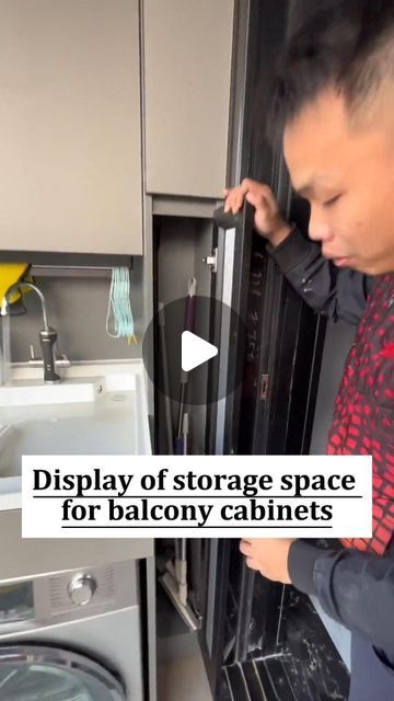 Balcony Cabinet Storage, Kitchen Washing Area Ideas, Kitchen With Utility Area, Washing Machine Area Ideas, Balcony Storage, Instagram Display, Utility Area, Utility Room Storage, Utility Cabinet