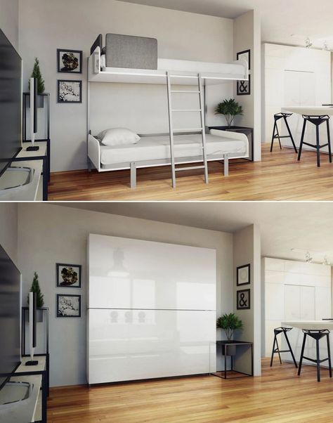 Living Room Bunk Beds, Fold Out Bunk Beds, Queen Bed With Full Trundle, Bed Folding Into Wall, Fold Up Bunk Beds, Fold Down Bunk Beds, Folding Bunk Beds, Wall Bunk Beds, Wall Folding Bed