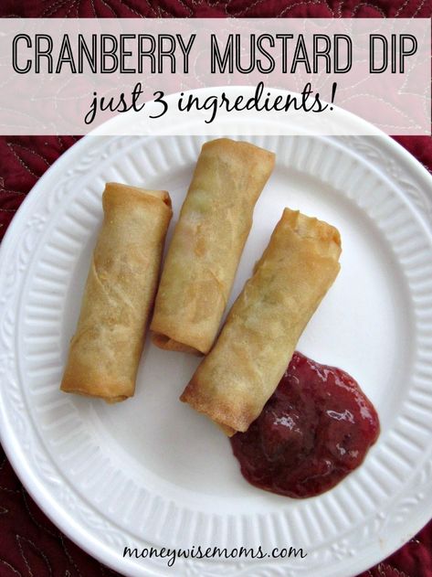 Cranberry Sauce Recipe Easy, Homemade Cranberry Sauce Recipe, Baked Spring Rolls, Cranberry Mustard, Pork Kebabs, Mustard Dip, Mom On Timeout, Party Snacks Easy, The Food Charlatan