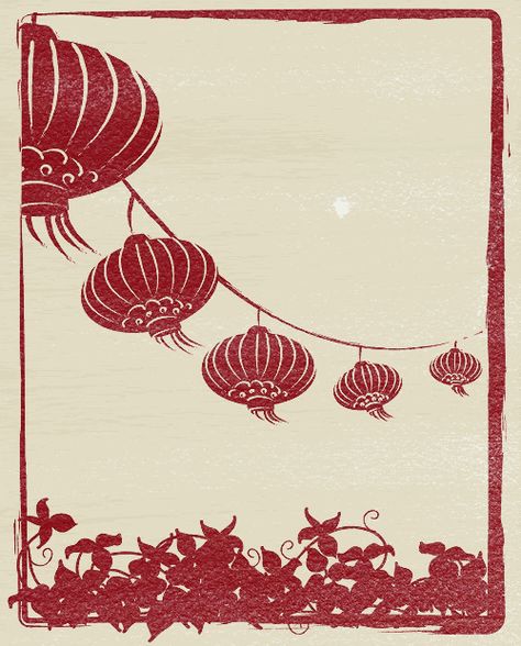 Chinese Lanterns. Summer imagery. Lantern Illustration, Lantern Tattoo, Chinese New Year Design, Linoleum Print, Japon Illustration, Chinese Symbols, Chinese Lanterns, Paper Cut Art, Lino Print