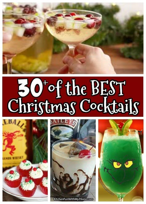 Over 30 of the BEST Christmas Cocktails Holiday Party Punch, Easy Winter Cocktails, Mason Jar Cocktail Gifts, Cocktails Thanksgiving, Best Christmas Cocktails, Christmas Cocktails Easy, Christmas Drinks Alcohol Recipes, Xmas Drinks, Cocktails Christmas