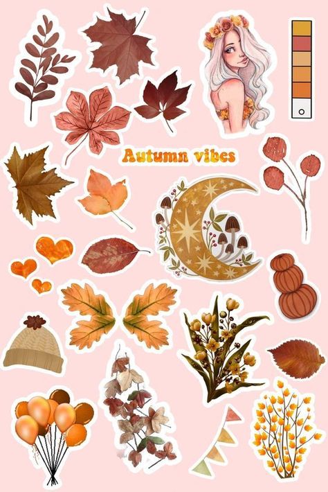 autumn elements. #autumn #scrapbooking #album #papercraft #handmade #diy #diyproject #cardmaking #greetingcards #fyp #carddesign Autumn Elements, Fall Stickers, Sticker Aesthetic, Aesthetic Autumn, Scrapbook Stickers Printable, Autumn Stickers, Sticker Template, Fall Printables, Scrapbook Printables