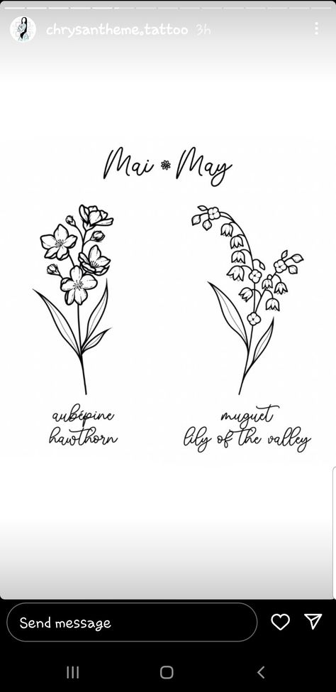 Lily Of The Valley Outline Tattoo, Hawthorn Tattoo Design, Fine Line Hawthorn Tattoo, Hawthorne And Lily Of The Valley Flower Tattoo, May Birth Flowers Tattoo, Hawthorne Tattoo Flowers, Hawthorn And Lily Of The Valley Tattoo, Hawthorne And Lily Of The Valley Tattoo, Lily Of The Valley Hawthorn Tattoo