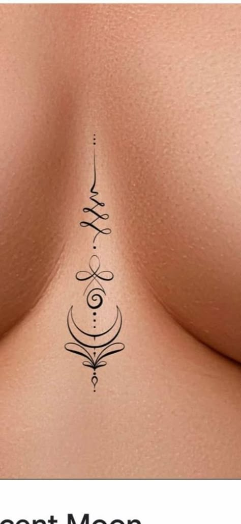 Between Breast Tattoos For Women Simple, Tattoo Ideas Female Breast, Underbreast Tattoo Black Women, Breast Tattoos For Women Middle, Tattoo Ideas Between Breast, Tats Between Breast, Tattoo For Kids, Unalome Tattoo, Ornamental Tattoo