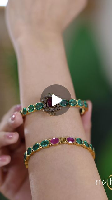 N e c h e l i on Instagram: "✨✨92.5 Silver Bangles ✨✨

Presenting our 92.5 silver bangles, crafted with natural rubies and high-quality emerald substitutes. 

Made by skilled gold karigars, these lightweight bangles showcase premium finishing and timeless elegance. Perfect for adding a touch of sophistication to any look!

#silverbangles #banglescollection #925silverjewelry #banglessilver #silverbangle #greenbangles #greenbangles💚 #indianwedding #southindianjewellery" Emerald Bangles, South Indian Jewellery, 925 Silver Jewelry, Natural Ruby, Silver Bangles, Indian Wedding, Timeless Elegance, Emerald, Ruby