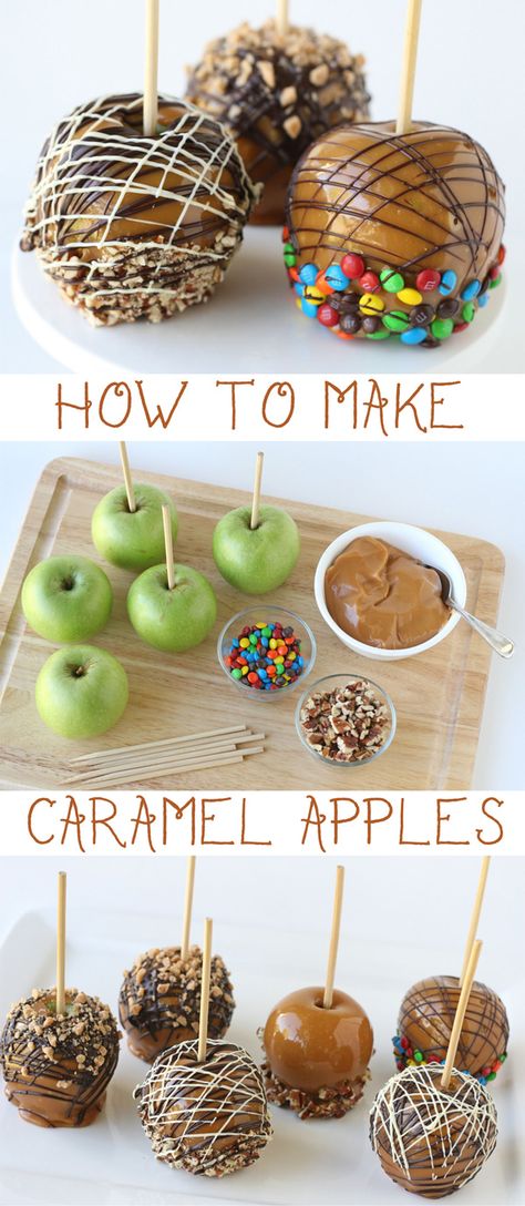 Make Gourmet Caramel Apples at home for delicious fall treat! Gourmet Caramel Apples, Gourmet Apples, How To Make Caramel, Dessert Aux Fruits, Homemade Candies, Fall Treats, Yummy Sweets, Fall Desserts, Candy Apples