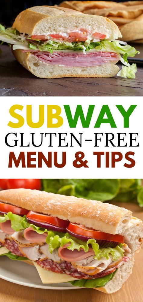 subs Gluten Free Menu Restaurant, Gluten Free Subway Bread, Gluten Free Take Out, Gluten Free At Sams Club, Gluten Free Options, Gluten Free Sandwich Ideas, Lunch Ideas Gluten Free, Gluten Free Food Ideas, Gluten Free Fast Food Options