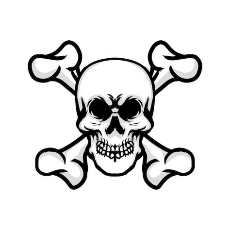 Vector skull head crossbone logo t shirt... | Premium Vector #Freepik #vector #warning #sign #danger #background Danger Logo Design, Danger Background, Logo T Shirt Design, Running Vector, Pirate Tattoo, Black And White Face, Metal Skull, Skeleton Bones, Skull Logo