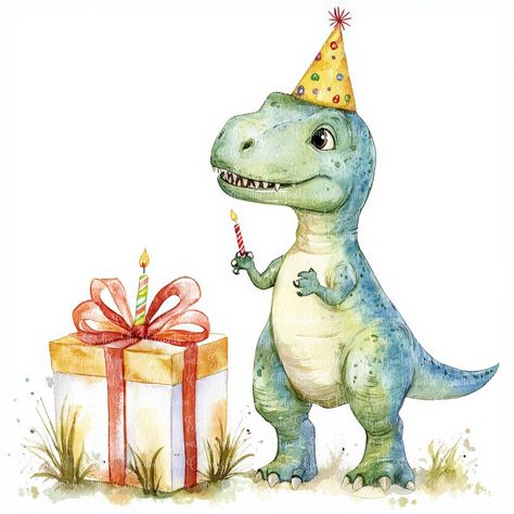 Trex Birthday, Happy Birthday Dinosaur, Third Birthday Boys, Dinosaur Birthday Card, Dinosaur Birthday Party Invitations, Watercolor Invitation, Birthday Dinosaur, 10 Birthday, Dinosaur Cards