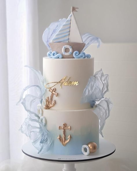 Birthday Cake For Papa, Cake Designs For Boy, Ocean Cakes, Nautical Cake, Sea Cakes, Homemade Birthday Cakes, Beautiful Birthday Cakes, Baby Birthday Cakes, Mermaid Cakes