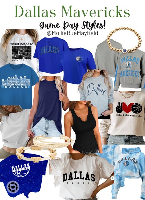 Mavs Game Outfit, Dallas Mavericks Outfit Woman, Cut Off Shirt, Game Outfit, Print Ideas, Dallas Mavericks, Gaming Clothes, Dallas Tx, Shirt Print