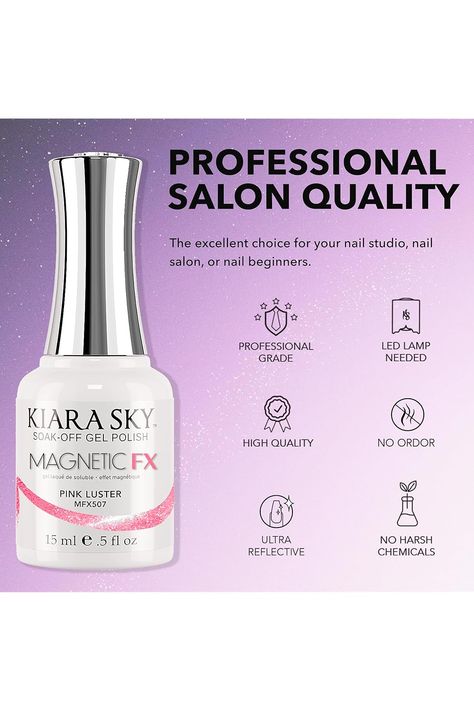 Kiara Sky Soak Off Gel Polish UV LED Magnetic FX 0.15 fl oz (Pink Luster) Kiara Sky, Nail Studio, Soak Off Gel, Uv Led, Rose Buds, Sea Foam, Nail Salon, Fashion Nails, Gel Polish