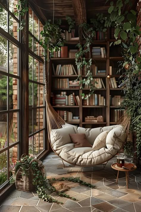 Tiny Home Office Ideas, Cozy Home Library, Dream Bedroom Inspiration, Dream Library, Dream Life House, Home Library Design, Dream House Rooms, Fantasy House, Library Design