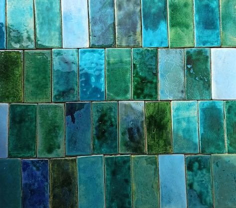 TOULOUSE Tiles - Etsy Blue Green Bathroom Tile, Color Bathroom Tile, Blue Tile Bathrooms, Green Blue Bathroom, Bathroom Tiles Blue, Turquoise Tiles, Green Kitchen Backsplash, Green Mosaic Tile, Blue Green Tile