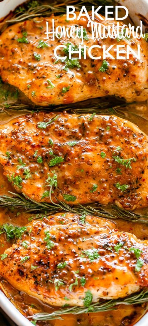 Baked Chicken Dinner, Baked Honey Mustard Chicken, Chicken Honey, Oven Baked Chicken Breasts, Chicken Breast Recipes Easy, Baked Chicken Tenders, Honey Mustard Chicken, Easy Chicken Dinner Recipes, Mustard Chicken