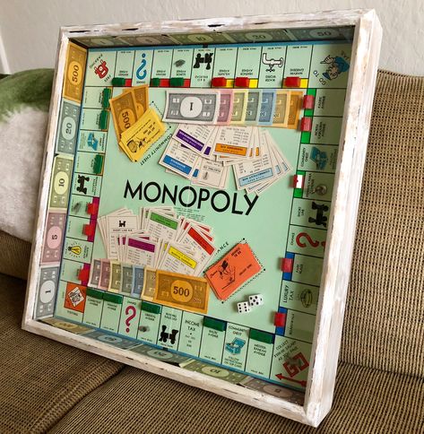 Our family Monopoly game from 1974. We loved playing. Now it’s forever in my game room! 😁👨‍👩‍👧‍👧 Monopoly Diy Ideas, Monopoly Crafts, Homemade Board Games, Old Board Games, Monopoly Board, Board Games Diy, Graphic Wall Art, Paper Craft Videos, Game Room Family