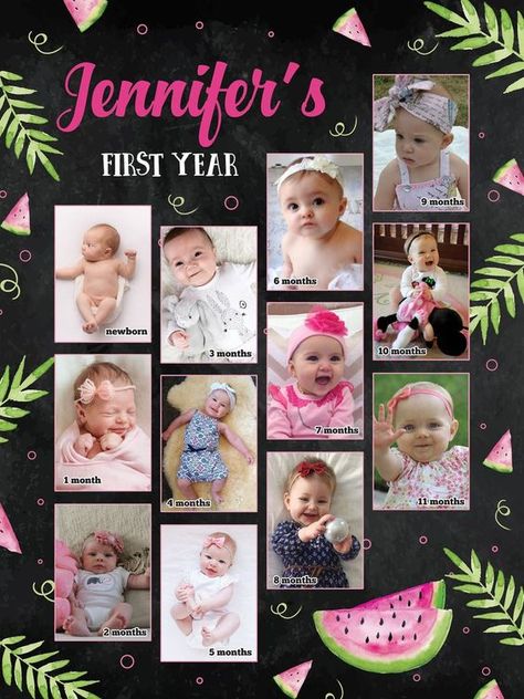 Watermelon First 12 Months Collage Melon N 1st Birthday Photo - Etsy First Year Photo Board, Photo Collage Ideas, Fishing Invitations, Baby Photo Collages, 12 Photo Collage, Wedding Photo Collage, Wedding Frame Gift, 1st Birthday Photo, Baby Photo Frames