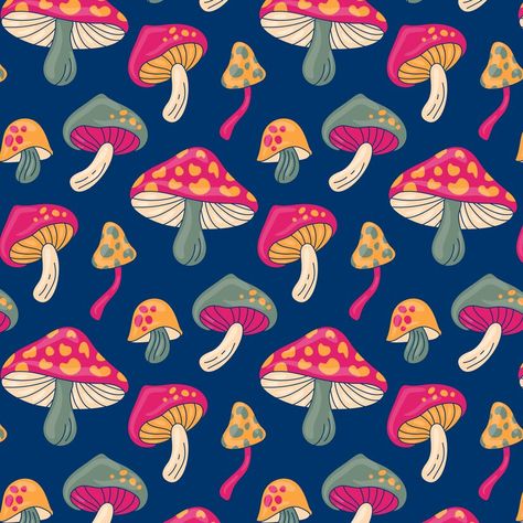 Mushroom Print Pattern, Flower Flat Design, Flower Flat, Vector Hand, Flat Design, Color Patterns, Graphic Resources, Eye Candy, Screen Printing