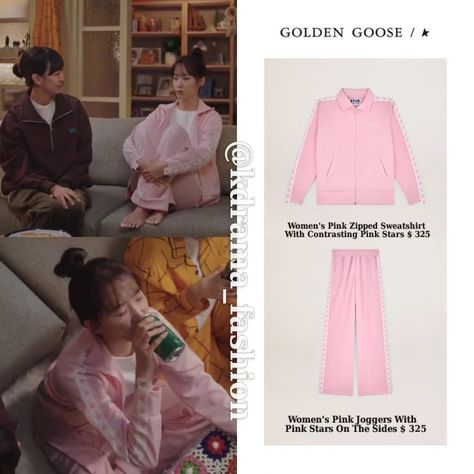 Yoona King The Land Outfits, King The Land Outfits, Kingtheland Kdrama, Goose Sweatshirt, Kdrama Fashion, Drama Fashion, Netflix Dramas, Film Fashion, Pink Joggers