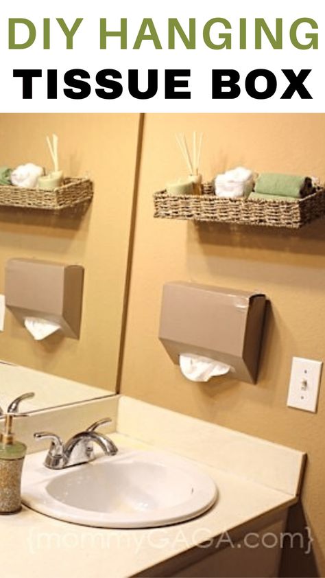 Easy DIY Wall Mounted Paper Towel Holder - A floating tissue box on the wall Bathroom Paper Towel Dispenser Ideas, Paper Towel Dispenser Bathroom, Bathroom Paper Towel Holder Ideas, Paper Towel Holder Ideas, Hand Towel Display, Towel Holder Ideas, Bathroom Paper Towel Holder, Wall Mounted Paper Towel Holder, Towel Holder Diy