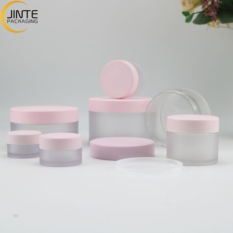 Plastic Containers With Lids, Blue Slime, Skin Care Business, Lip Balm Containers, Makeup Containers, Cosmetic Packaging Design, Pink Cosmetics, Pink Cap, Matte Pink