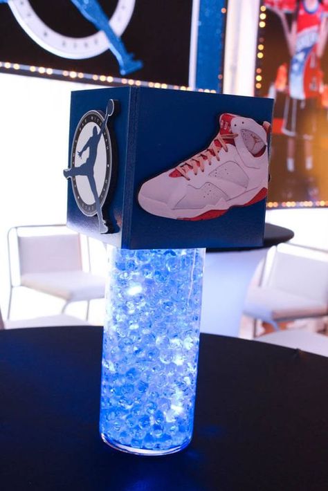 Sneaker Themed Lounge Centerpiece Sneaker Themed Lounge Centerpiece with Custom Logo, Sneaker Images & LED Lights Cube Centerpiece, Led Backdrop, Sneaker Party, Basketball Banquet, Basketball Theme Birthday, Graffiti Party, Mitzvah Decor, Sneaker Ball, 16th Birthday Decorations