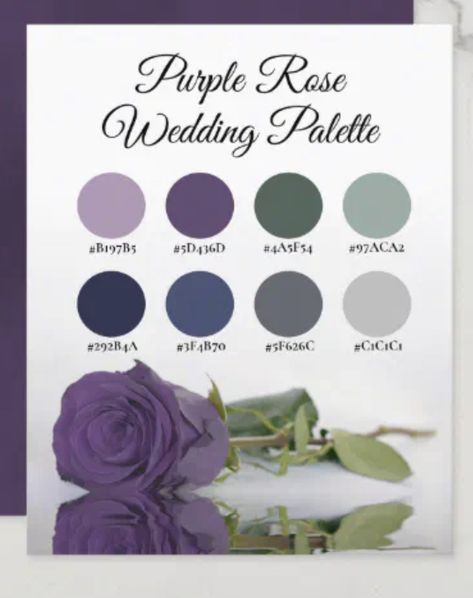 Rose Wedding Palette, Rose Wedding Colors, Wedding Colors Palette, Purple Rose Wedding, September Wedding Colors, Wedding Colors Purple, Purple Color Palettes, Hex Color Palette, Sage Wedding