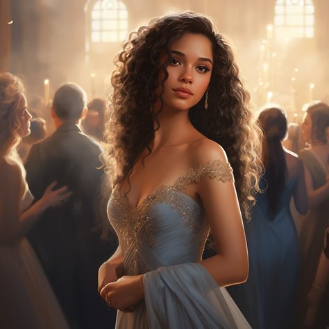 Princess Character Inspiration, Poc Female Face Claim, Princess Character Design Concept Art, Dark Hair Female Character Inspiration, Young Character Design, Artbreeder Princess, Dark Hair Princess, Black Prince Character Design, Curly Hair Princess