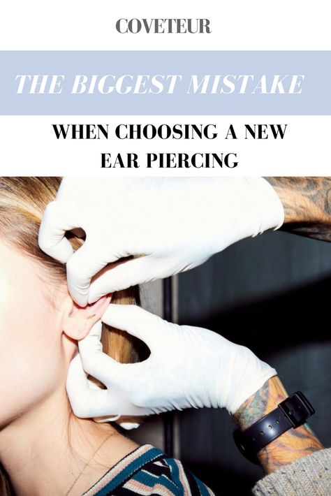 How To Style Your Ear Piercing | Coveteur First Time Ear Piercing, Ear Piercings For Women Over 50, Popular Piercings For Women, Uncommon Ear Piercings, At Home Ear Piercing, Diy Ear Piercing At Home, Midway Piercing, Snug Piercing Ideas, Frontal Helix Piercing