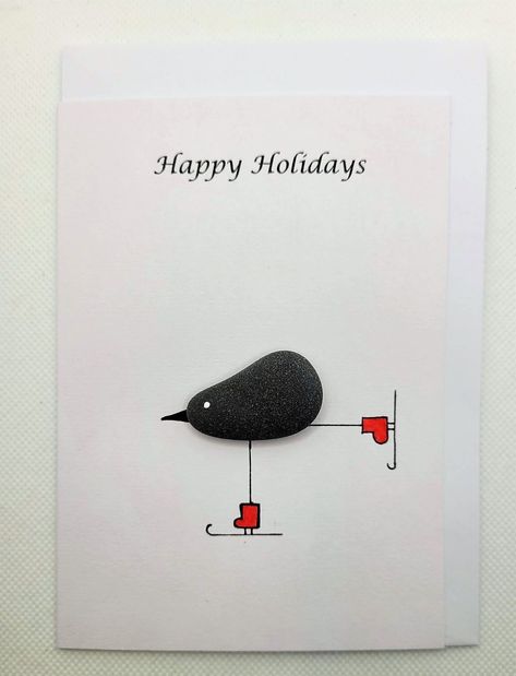 Seaglass Greeting Cards, Seaglass Christmas Cards, Pebble Art Christmas, Stone Pictures Pebble Art, Sea Glass Art Projects, Beach Glass Crafts, Animal Art Projects, Art Coquillage, Handmade Gifts Diy