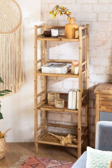 21 Creative DIY Bamboo Home Decor Ideas Bamboo Bookshelves, Bamboo Bedroom, Bamboo Furniture Design, Bamboo Ladders, Bamboo Diy, Bamboo House Design, Bamboo Decor, Bamboo Shelf, Bamboo House