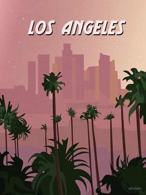 Los Angeles Illustration, Los Angeles Travel Poster, Los Angeles Sunset, Los Angeles Wallpaper, Los Angeles Poster, Vintage Postcards Travel, California Poster, Travel Canvas, Los Angeles Travel