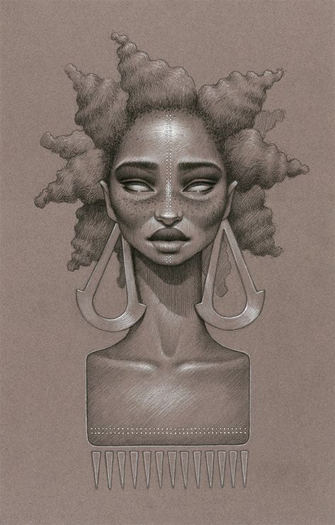 Moondust by sara golish, via Behance Sara Golish, Art Pulp Fiction, Art Black Love, See Tattoo, Natural Hair Art, Afrocentric Art, Desenho Tattoo, Dope Art, Afro Art