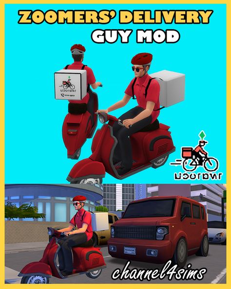 Sims 4 Delivery, Sims 4 Car Mod, Sims 4 Restaurant, Cars Driving, Delivery Guy, Sims 4 Piercings, Sims 4 Cas Mods, Red Vans, Sims 4 Gameplay