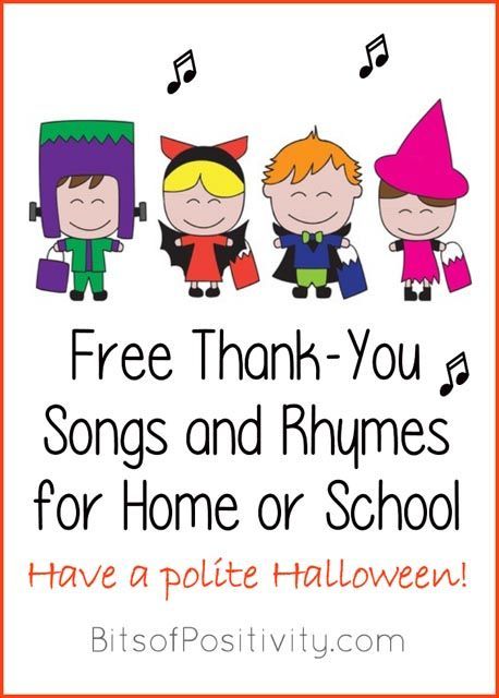 Lots of free thank-you songs and rhymes; great way to encourage good manners at any time; can also be used as a reminder for kids to say thank you when Halloween trick-or-treating Rhymes For Toddlers, Thank You Song, Toddler Songs, November Ideas, Thank You For Today, Songs For Kids, Child Education, School Songs, Love Is Comic