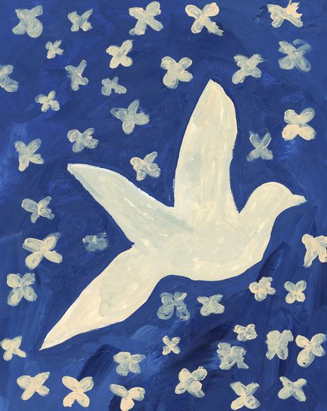 Dove Folk Art, Dove Mural, Dove Paintings, Virginia Chamlee, Dove Artwork, Dove Print, Dove Painting, Modern Folk Art, Artfully Walls