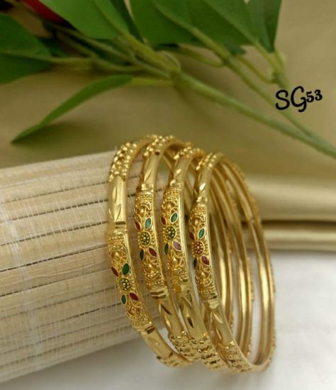 Bangles Gold Bangles, Daily Bangles Gold, Bangle Designs Gold Daily Wear, Daily Use Bangles In Gold, Daily Wear Gold Earrings For Women, Solid Gold Bangles Indian, Bengali Bangles Gold, Daily Earrings Simple Gold, Plain Gold Bangles For Daily Use