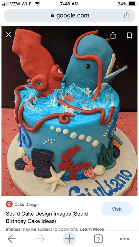 Squid Cake, Deep Sea Cake, Octopus Cakes For Kids, Giant Squid Birthday Cake, Birthday Cake Octopus, Colossal Squid, Monster Cake, Arm Band Tattoo, Band Tattoo