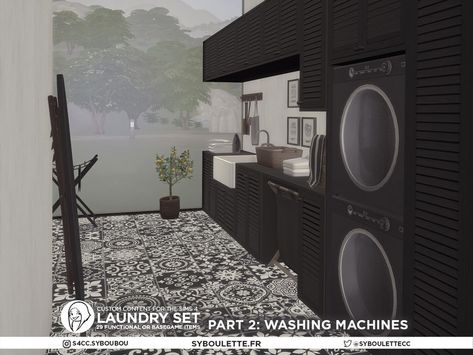 The Sims Resource - Patreon release - Laundry set - Part 2- Appliances Sims 4 Washer And Dryer Cc Functional, Sims 4 Washer And Dryer Cc, Washing And Drying Machine, Modern Laundry Rooms, Free Sims, Washing Machine And Dryer, Sims 4 Cc Furniture, Vinyl Storage, Sims Community