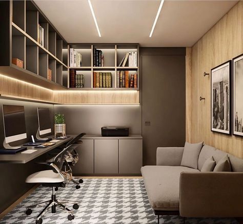 Luxury Pieces, Home Office For Man, Modern Home Offices, Desain Pantry, Office Interior Design Modern, Small Home Offices, Office Lighting, Modern Home Office, Home Office Setup