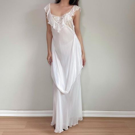 I might be biased but you should probably buy this on Depop 👍 https://depop.app.link/I3h70RNN6vb Fancy Nightgown, White Nightgown, Pajamas All Day, Long Nightgown, Vintage Nightgown, Nightgowns For Women, Sea Star, White Chiffon, Chiffon Gown